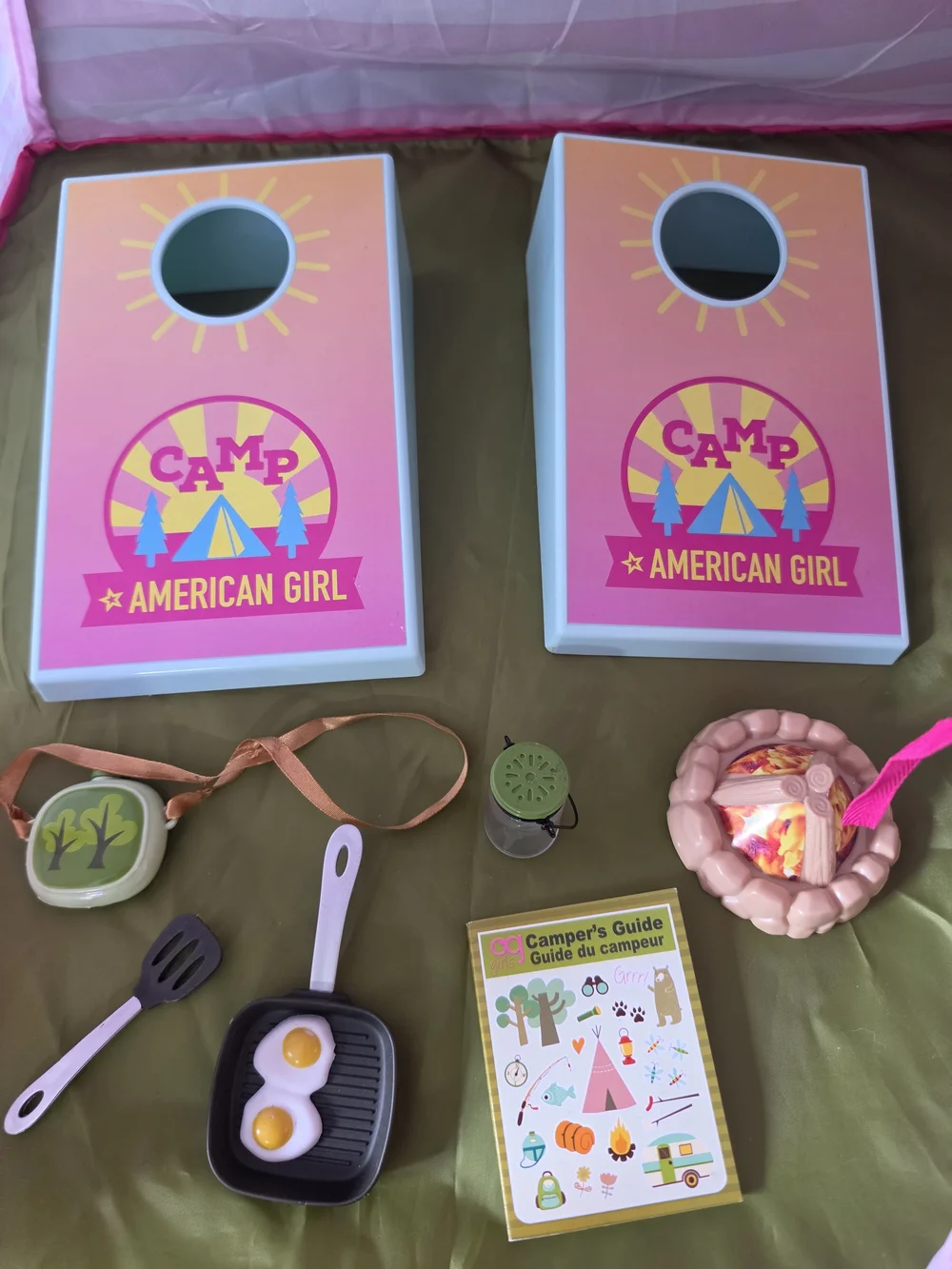 American Girl / Other Doll Brands Pink Striped Play Teepee Tent And Accessories